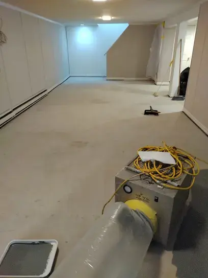Drying equipment running in a cleared room during water damage restoration for a home in Roselle, NJ